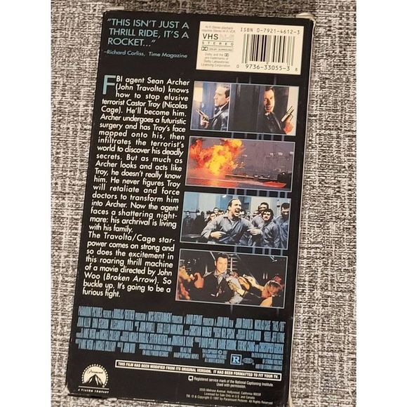 Face Off (1997) VHS Tape John Travolta Nicholas Cage Action Thriller Pre-owned - Picture 2 of 3